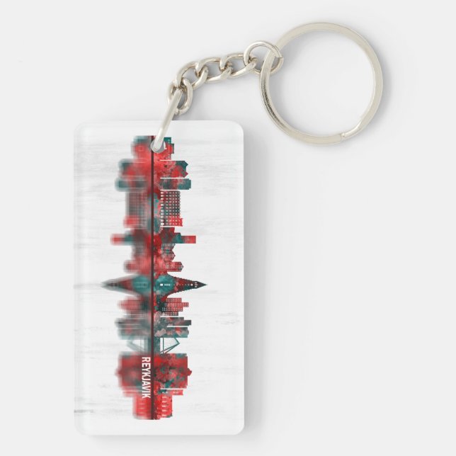 Reykjavik Iceland Skyline Keychain (Back)