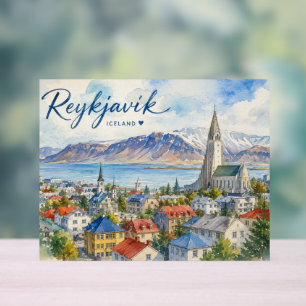 Reykjavik Iceland souvenir watercolor Acrylic Sign