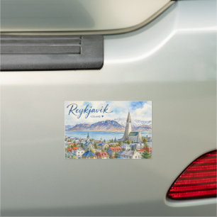 Reykjavik Iceland souvenir watercolor Car Magnet