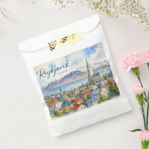 Reykjavik Iceland souvenir watercolor Favor Bag
