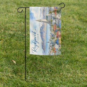 Reykjavik Iceland souvenir watercolor Garden Flag