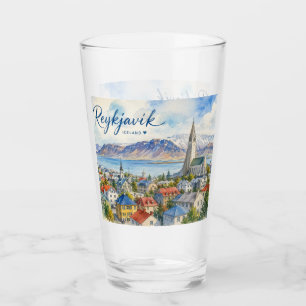 Reykjavik Iceland souvenir watercolor Glass