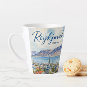 Reykjavik Iceland souvenir watercolor Latte Mug