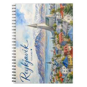 Reykjavik Iceland souvenir watercolor Notebook