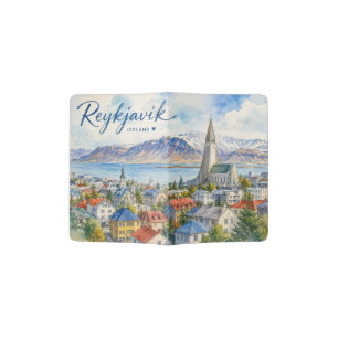 Reykjavik Iceland souvenir watercolor Passport Holder