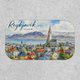 Reykjavik Iceland souvenir watercolor Patch