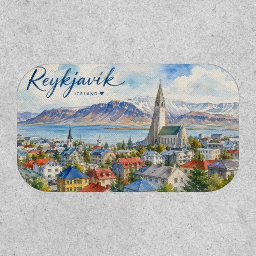 Reykjavik Iceland souvenir watercolor  Patch