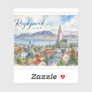 Reykjavik Iceland souvenir watercolor Sticker