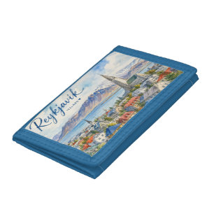 Reykjavik Iceland souvenir watercolor Tri-fold Wallet