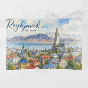 Reykjavik Iceland souvenir watercolor Trinket Tray