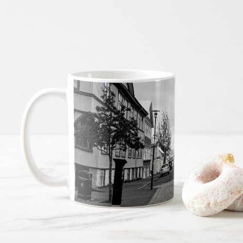 Reykjavik Iceland Street Scene Black and White  Coffee Mug