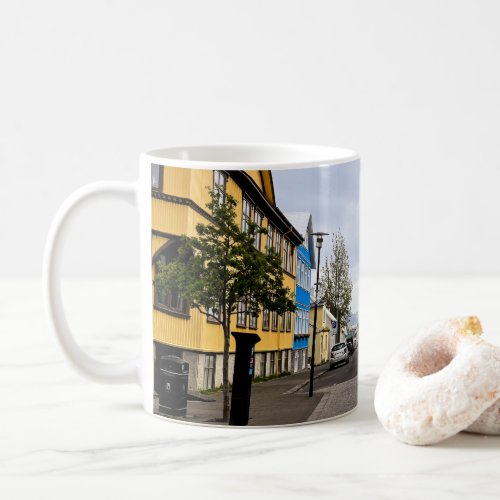 Reykjavik Iceland Street Scene Mountain Photo Coffee Mug