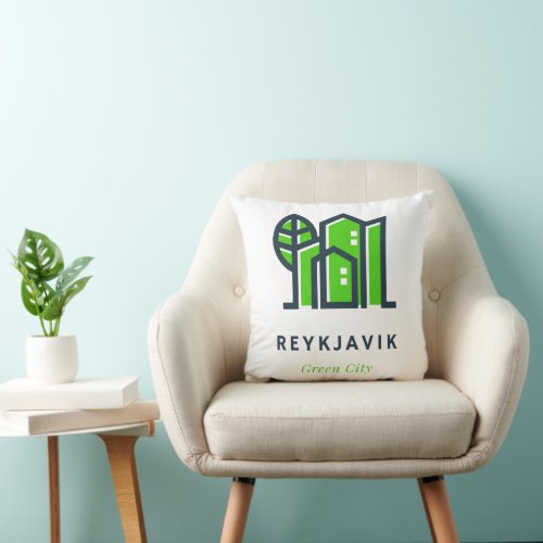 Reykjavik Iceland Sustainable Green City Throw Pillow