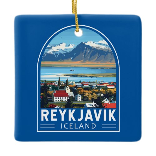 Reykjavík Iceland Travel Art Vintage Ceramic Ornament