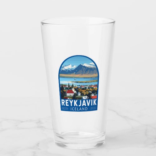 Reykjavk Iceland Travel Art Vintage Glass