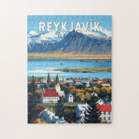 Reykjavík Iceland Travel Art Vintage