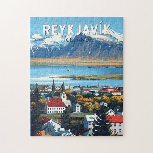 Reykjavk Iceland Travel Art Vintage Jigsaw Puzzle
