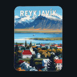 Reykjavík Iceland Travel Art Vintage Magnet<br><div class="desc">Reykjavík retro vector travel design. Reykjavík is the northernmost capital of a sovereign state in the world. It is among the cleanest,  greenest,  and safest cities in the world.</div>