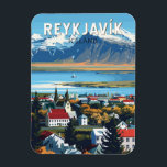 Reykjavík Iceland Travel Art Vintage Magnet<br><div class="desc">Reykjavík retro vector travel design. Reykjavík is the northernmost capital of a sovereign state in the world. It is among the cleanest,  greenest,  and safest cities in the world.</div>