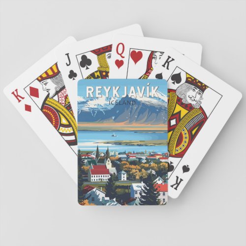 Reykjavk Iceland Travel Art Vintage Poker Cards