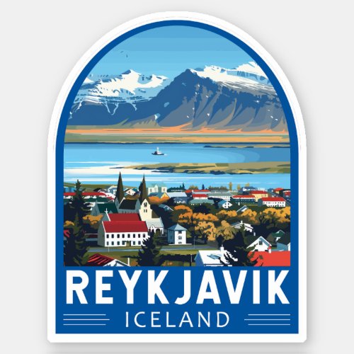 Reykjavk Iceland Travel Art Vintage Sticker
