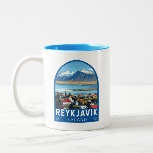 Reykjavk Iceland Travel Art Vintage Two_Tone Coffee Mug