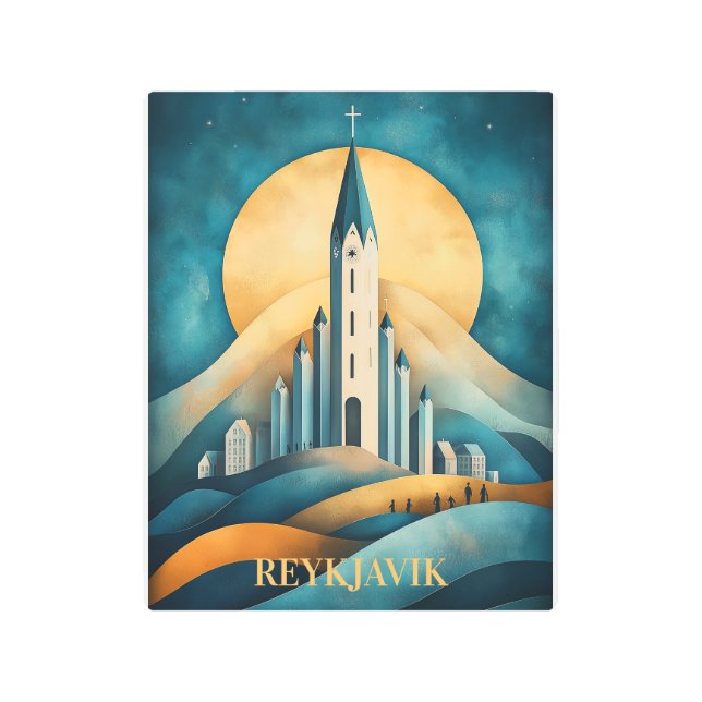 Reykjavik Iceland Travel Metal Print (Front)