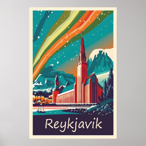 Reykjavik Iceland Travel poster