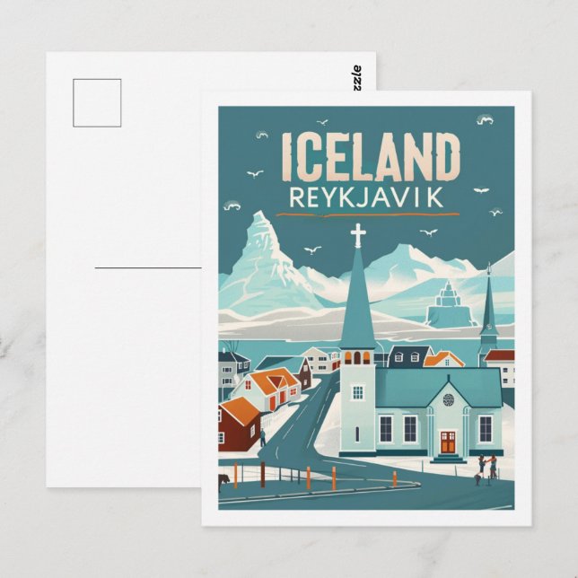 Reykjavik Iceland Vintage Famous Travel Place Postcard (Front/Back)