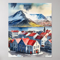Reykjavik Iceland Watercolor