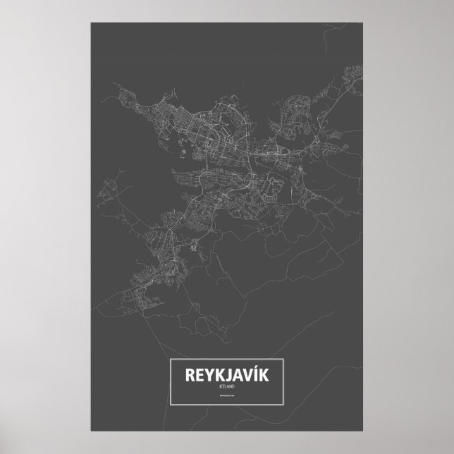 Reykjavik, Iceland (white on black) Poster (Front)