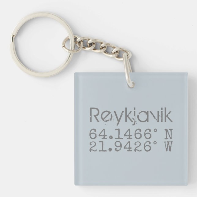 Reykjavik Latitude Longitude   Keychain (Front)
