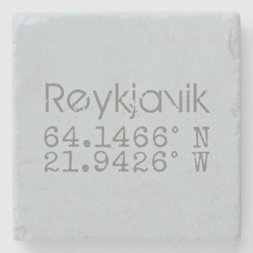 Reykjavik Latitude Longitude Stone Coaster