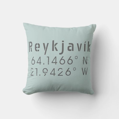 Reykjavk Latitude Longitude Throw Pillow