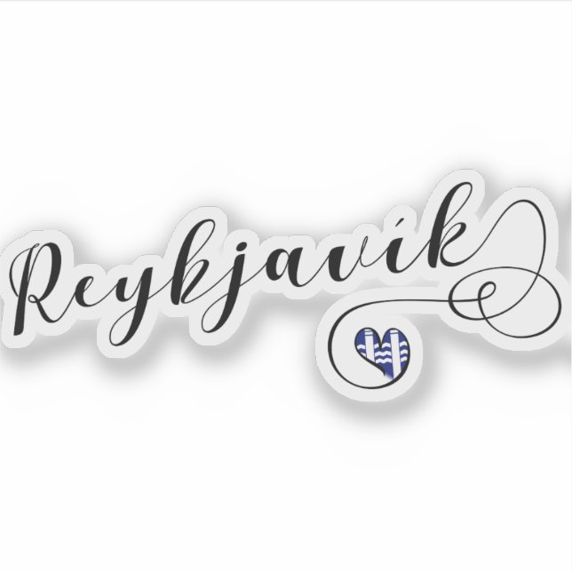 Reykjavík, Reykjavik  Heart Flag Sticker (Front)