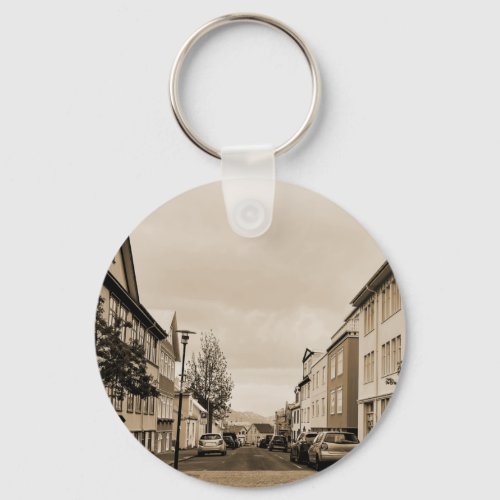 Reykjavik Sepia Iceland Photo Keychain