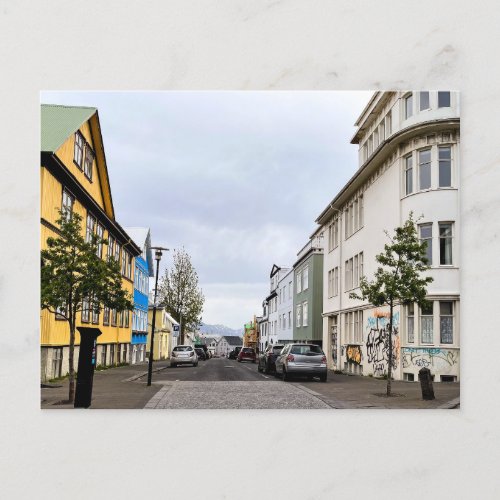 Reykjavik Street Scene Iceland Photo Postcard