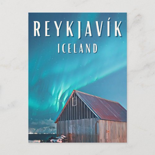 Reykjavk the city of the northern lights and the postcard