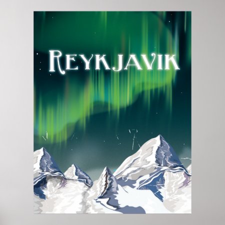 Reykjavik Vintage Travel Poster