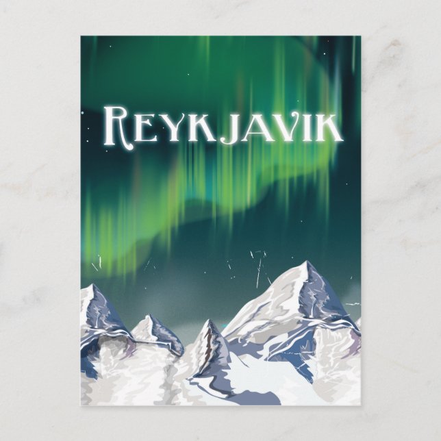 Reykjavik Vintage Travel Poster Postcard (Front)