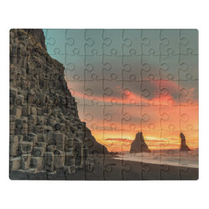Reynisdrangar Sea Cliffs Iceland stylized Jigsaw Puzzle