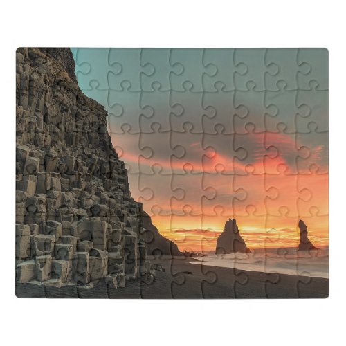 Reynisdrangar Sea Cliffs Iceland stylized Jigsaw Puzzle