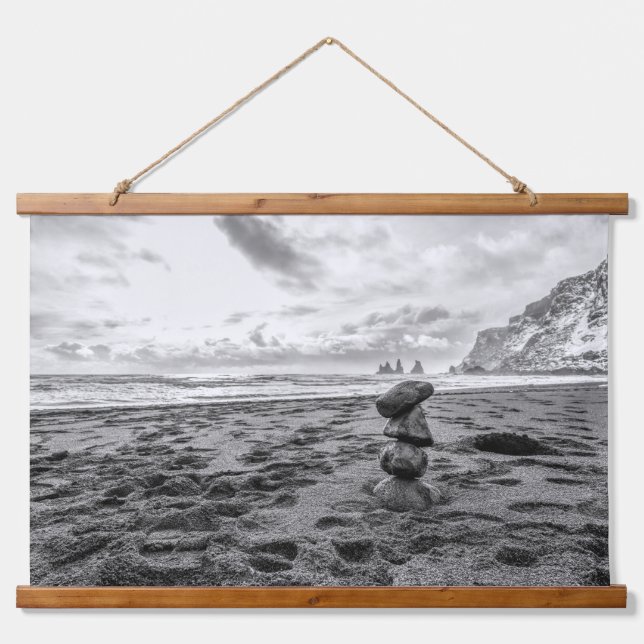 Reynisfjara Beach Cairn Hanging Tapestry (Front)