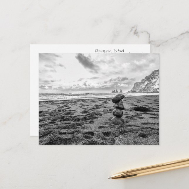 Reynisfjara Beach Cairn  Postcard (Front/Back In Situ)