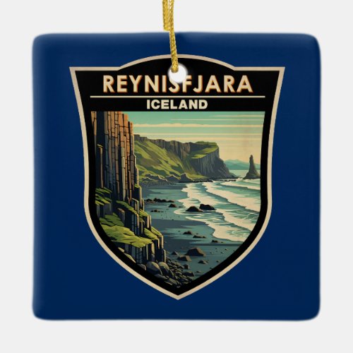 Reynisfjara Beach Iceland Travel Art Vintage Ceramic Ornament