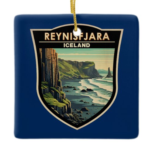 Reynisfjara Beach Iceland Travel Art Vintage Ceramic Ornament