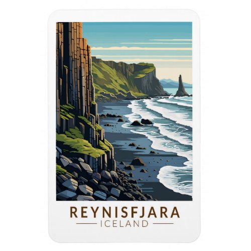 Reynisfjara Beach Iceland Travel Art Vintage Magnet
