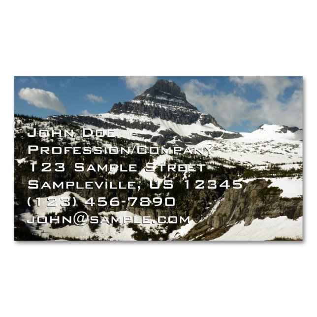 Reynolds Mountain from Logan Pass at Glacier Park Business Card Magnet (Front)