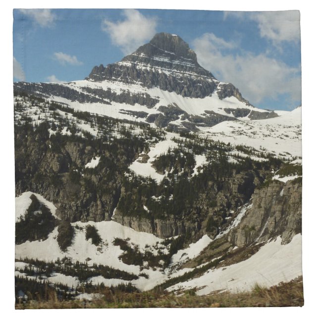 Reynolds Mountain from Logan Pass at Glacier Park Cloth Napkin (Front)