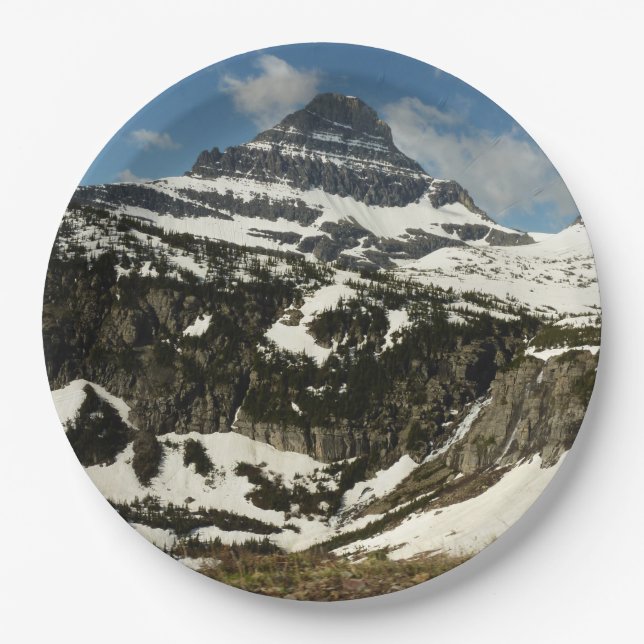 Reynolds Mountain from Logan Pass at Glacier Park Paper Plates (Front)